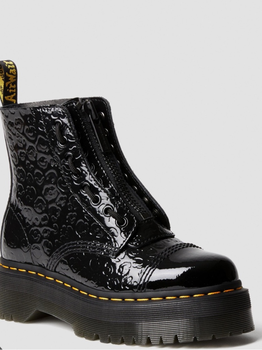 Dr. Martens Sinclair leopard print Black Patent Lace-Up Platform Boots